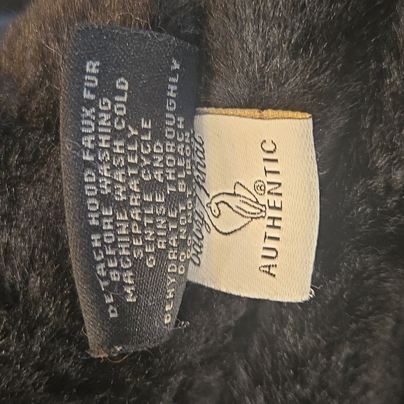 VTG Y2K Baby Phat Quilted Faux Fur Hoodie Bomber Jacket Blue Black Sz Large - Picture 16 of 16